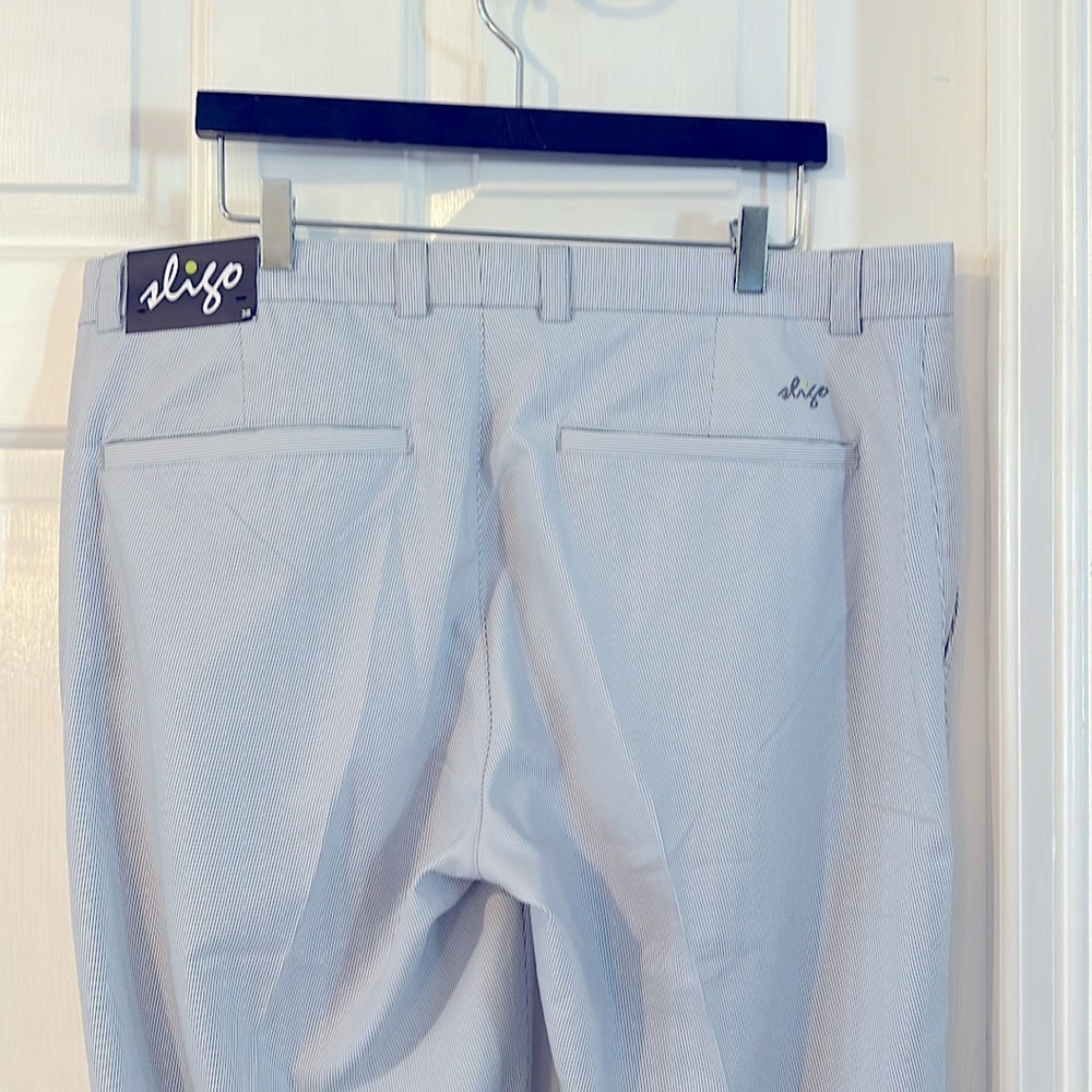 NWT Men’s Sligo Gray & White Polyester & Spandex Flat Front Golf Pants Sz 38 - Picture 6 of 10